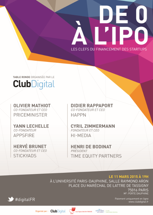 Conférence Club Digital : "De 0 à l'IPO : Les clefs du financement des startups"